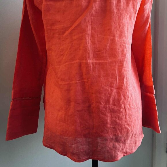 Massimo Dutti Coral Linen Long Sleeve Shirt with Ladder Stitch Cuffs – US 6 - Picture 9 of 13